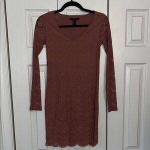 Forever 21 Lace Long Sleeve Dress in Brown